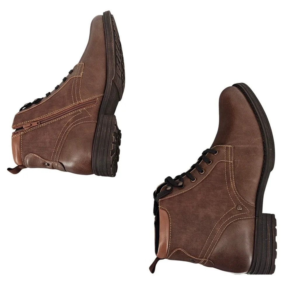 Alfani‎ Bronson Mens Brown Lace Up Side Zip Ankle Boots 11.5M 10007182500